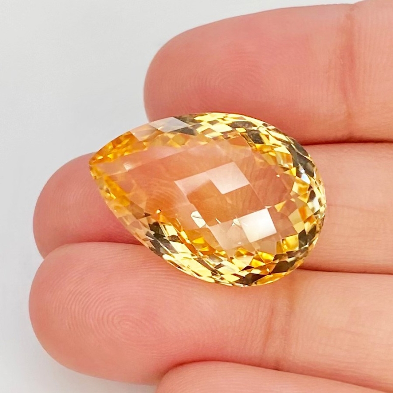 Citrine 23x16mm Checkerboard Pear AA Grade Loose Gemstone - 143626