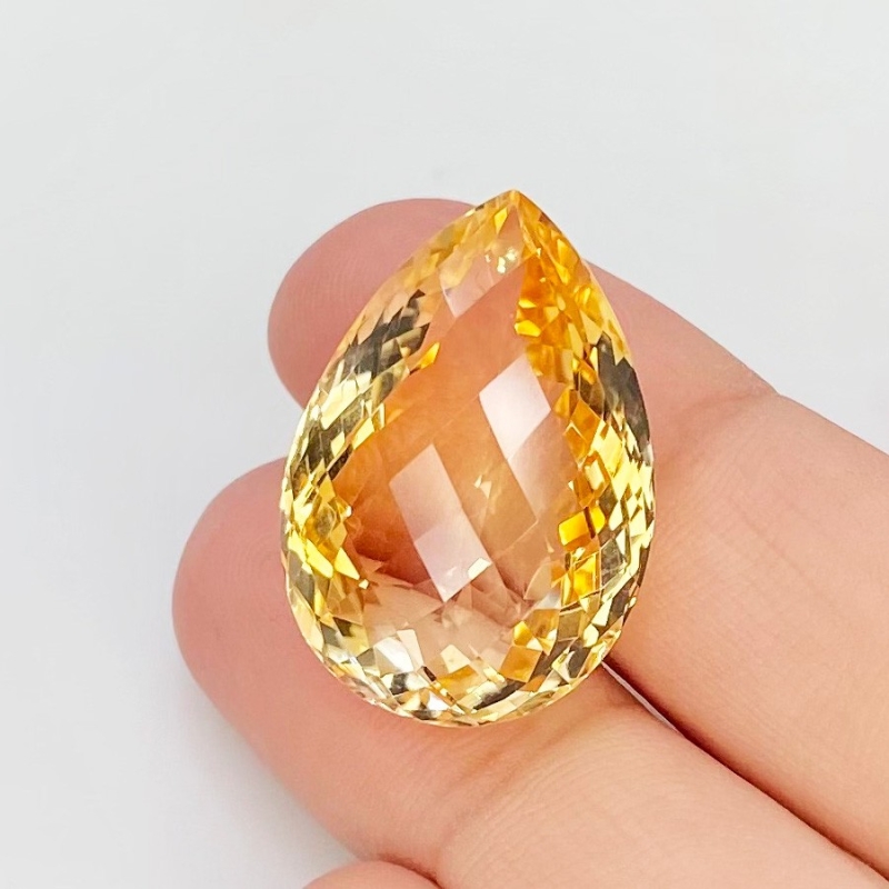 Citrine 23x16mm Checkerboard Pear AA Grade Loose Gemstone - 143626