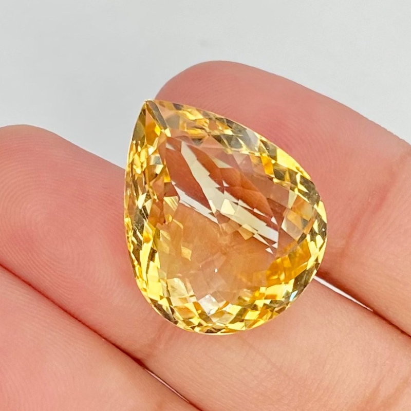  18.58 Carat Citrine 21x17mm Faceted Pear Shape AA Grade Loose Gemstone - Total 1 Pc.