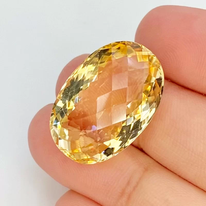 24.17 Carat Citrine 23x15.5mm Checkerboard Oval Shape A+ Grade Loose Gemstone - Total 1 Pc.
