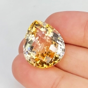 Citrine 20x17mm Checkerboard Pear AA Grade Loose Gemstone - 143714