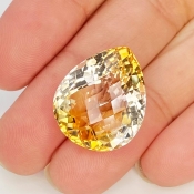 Citrine 20x17mm Checkerboard Pear AA Grade Loose Gemstone - 143714
