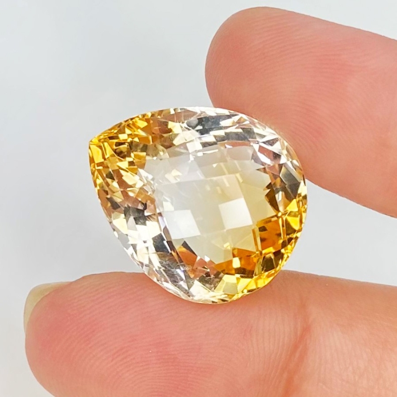 Citrine 20x17mm Checkerboard Pear AA Grade Loose Gemstone - 143714