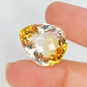 Citrine 20x17mm Checkerboard Pear AA Grade Loose Gemstone - 143714