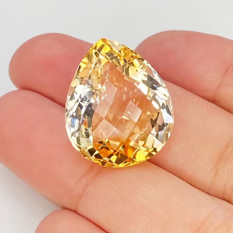 Citrine 20x17mm Checkerboard Pear AA Grade Loose Gemstone - 143714