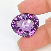 Brazilian Amethyst 18x21mm Checkerboard Heart AAA+ Grade Loose Gemstone - 158721