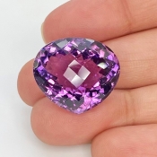 Brazilian Amethyst 18x21mm Checkerboard Heart AAA+ Grade Loose Gemstone - 158721