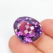 Brazilian Amethyst 18x21mm Checkerboard Heart AAA+ Grade Loose Gemstone - 158721