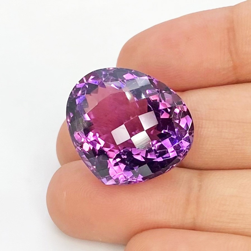 Brazilian Amethyst 18x21mm Checkerboard Heart AAA+ Grade Loose Gemstone - 158721