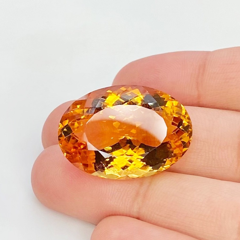  26.90 Cts. Citrine 25x18mm Faceted Oval Shape AAA Grade Loose Gemstone - Total 1 Pc.