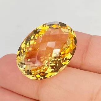 21.87 Cts. Citrine 22x16mm Checkerboard Oval Shape AA Grade Loose Gemstone - Total 1 Pc.