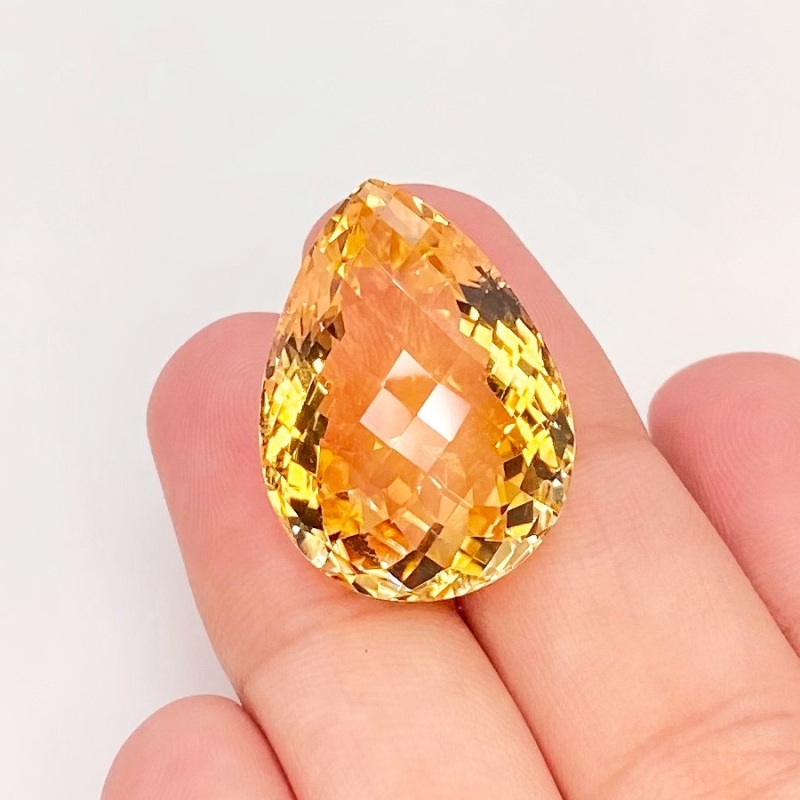 Citrine 23.5x17mm Checkerboard Pear AA Grade Loose Gemstone - 143627
