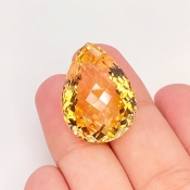 Citrine 23.5x17mm Checkerboard Pear AA Grade Loose Gemstone - 143627