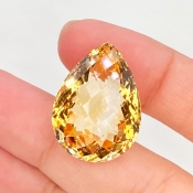 Citrine 23.5x17mm Checkerboard Pear AA Grade Loose Gemstone - 143627