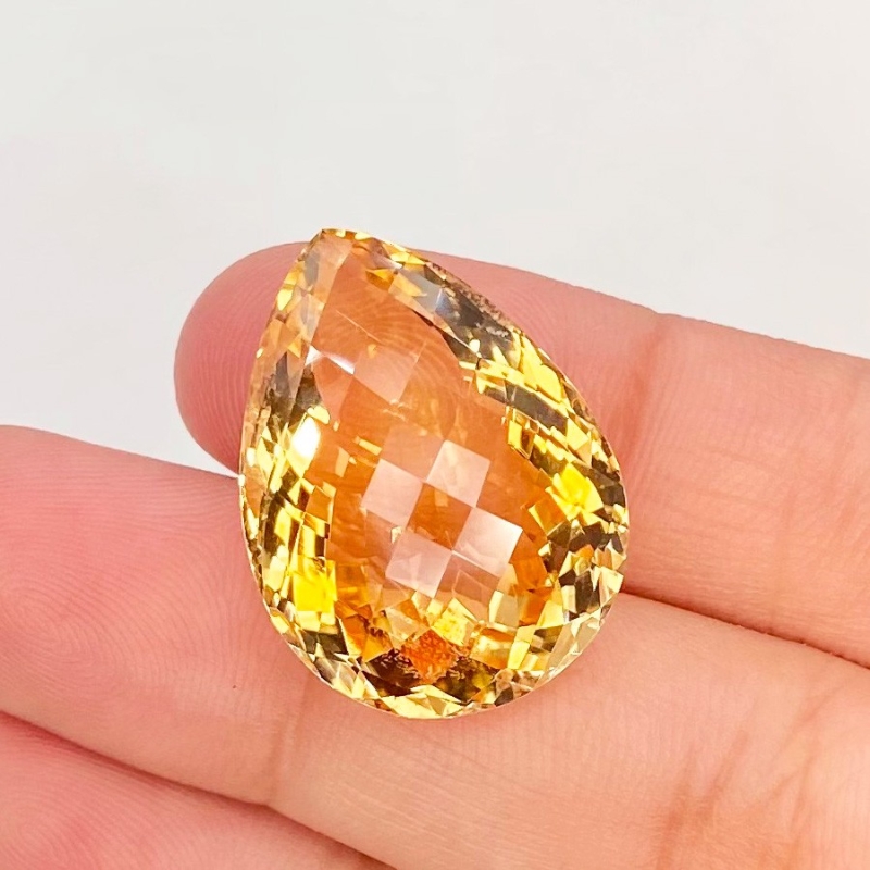 Citrine 23.5x17mm Checkerboard Pear AA Grade Loose Gemstone - 143627