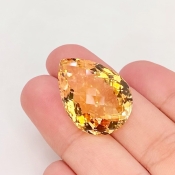 Citrine 23.5x17mm Checkerboard Pear AA Grade Loose Gemstone - 143627