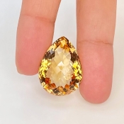 Citrine 23.5x17mm Checkerboard Pear AA Grade Loose Gemstone - 143627