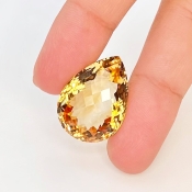 Citrine 23.5x17mm Checkerboard Pear AA Grade Loose Gemstone - 143627
