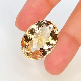  34.75 Carat Citrine 25x18.5mm Checkerboard Oval Shape A Grade Loose Gemstone - Total 1 Pc.