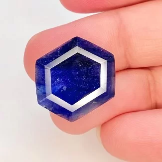  13.41 Cts. Blue Sapphire 18x16mm Faceted Hexagon Shape AA Grade Loose Gemstone - Total 1 Pc.