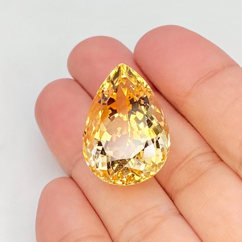  26.05 Carat Citrine 23x16mm Faceted Pear Shape AA Grade Loose Gemstone - Total 1 Pc.