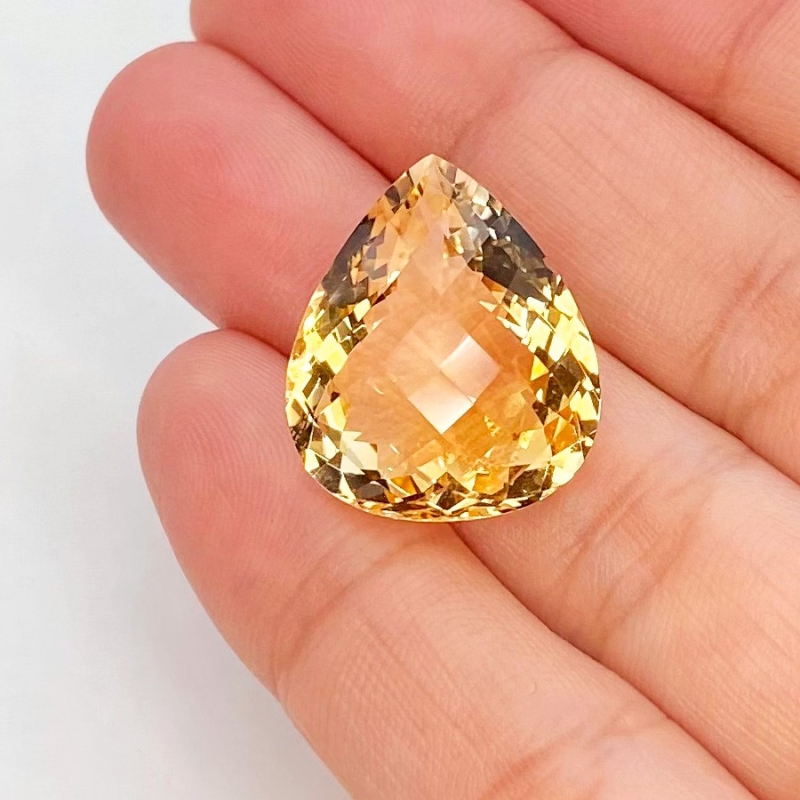 Citrine 19.5x17mm Checkerboard Pear AA Grade Loose Gemstone - 143712
