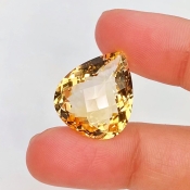 Citrine 19.5x17mm Checkerboard Pear AA Grade Loose Gemstone - 143712