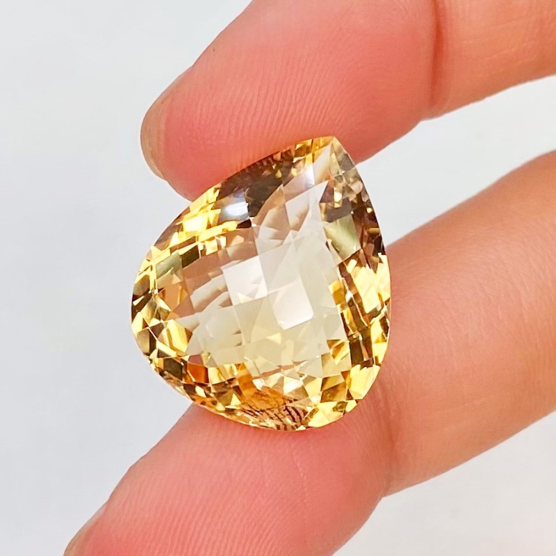 Citrine 19.5x17mm Checkerboard Pear AA Grade Loose Gemstone - 143712