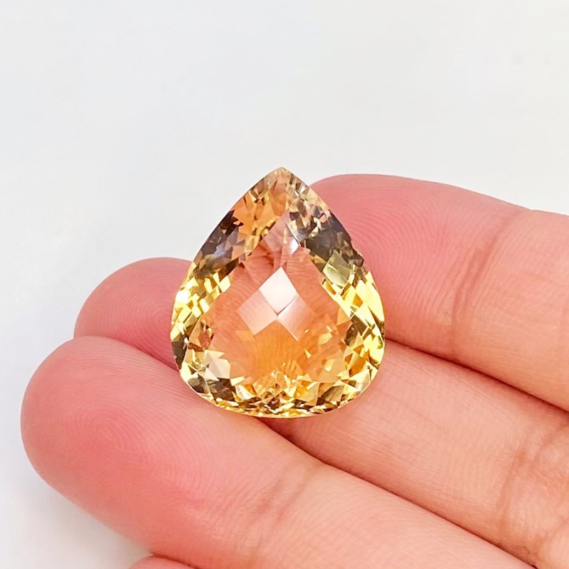 Citrine 19.5x17mm Checkerboard Pear AA Grade Loose Gemstone - 143712