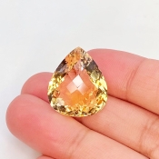 Citrine 19.5x17mm Checkerboard Pear AA Grade Loose Gemstone - 143712