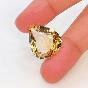 Citrine 19.5x17mm Checkerboard Pear AA Grade Loose Gemstone - 143712