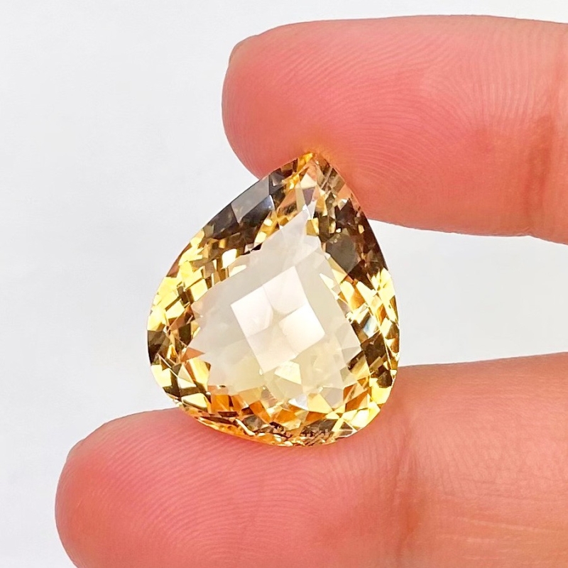 Citrine 19.5x17mm Checkerboard Pear AA Grade Loose Gemstone - 143712