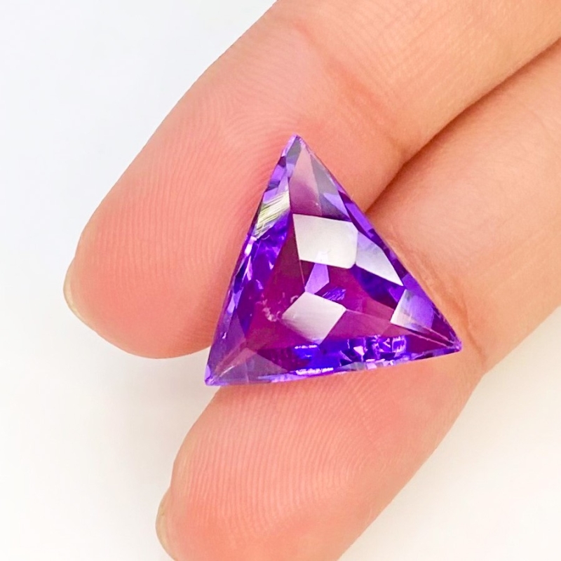 Brazilian Amethyst 15mm Checkerboard Trillion AAA Grade Loose Gemstone - 144143