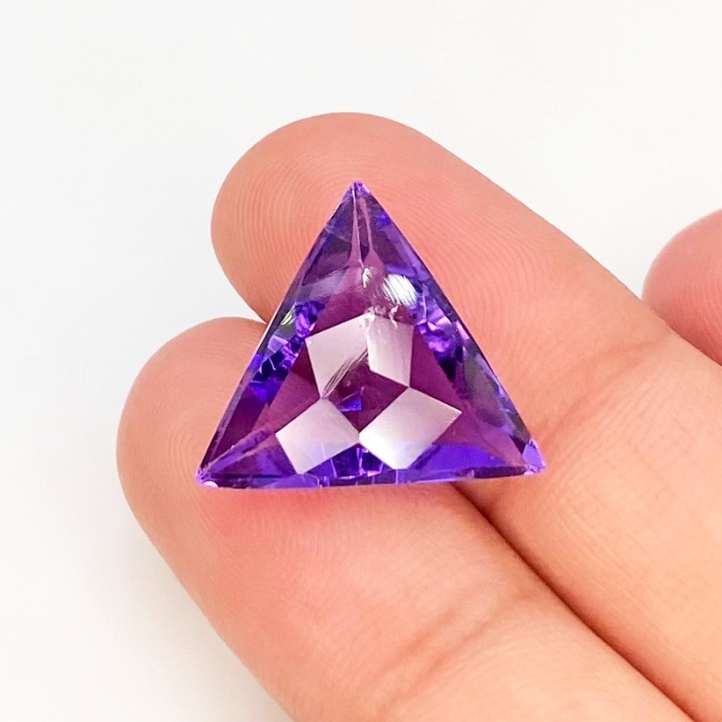 Brazilian Amethyst 15mm Checkerboard Trillion AAA Grade Loose Gemstone - 144143