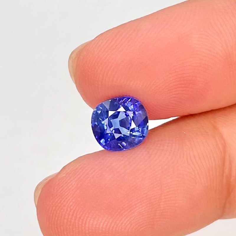 Blue Sapphire 6.71x7.16mm Faceted Cushion AAA Grade Loose Gemstone - 153618