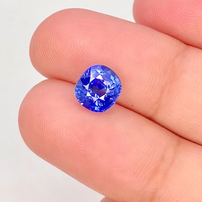 Blue Sapphire 6.71x7.16mm Faceted Cushion AAA Grade Loose Gemstone - 153618