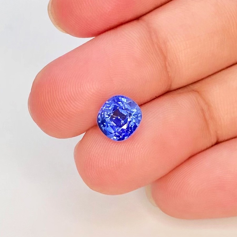 Blue Sapphire 6.71x7.16mm Faceted Cushion AAA Grade Loose Gemstone - 153618