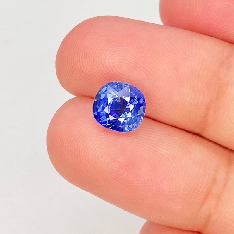 Blue Sapphire 6.71x7.16mm Faceted Cushion AAA Grade Loose Gemstone - 153618