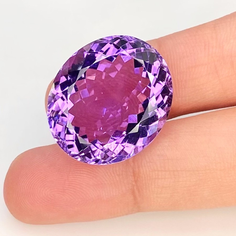  27.42 Cts. Brazilian Amethyst 22x19mm Faceted Oval Shape AAA Grade Loose Gemstone - Total 1 Pc.