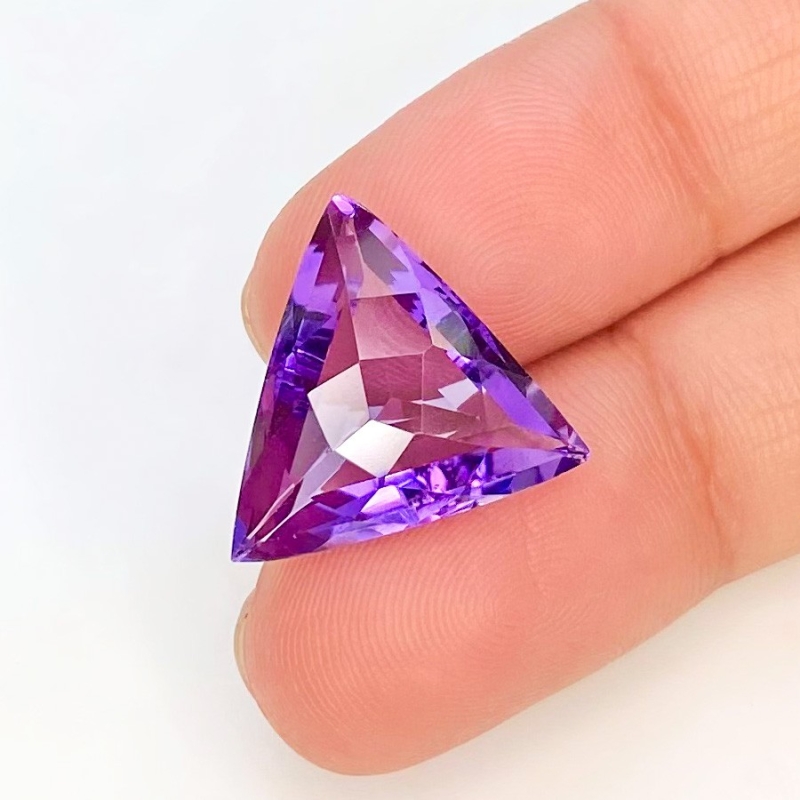 Brazilian Amethyst 15.5mm Checkerboard Triangle AAA Grade Loose Gemstone - 158713