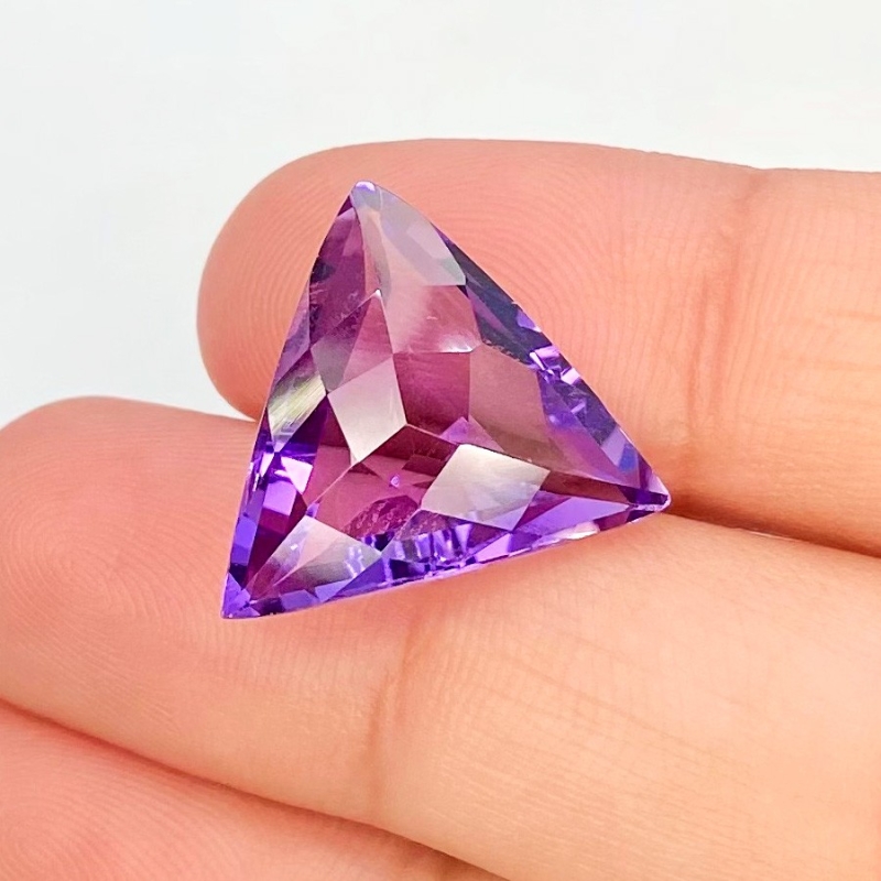 Brazilian Amethyst 15.5mm Checkerboard Triangle AAA Grade Loose Gemstone - 158713