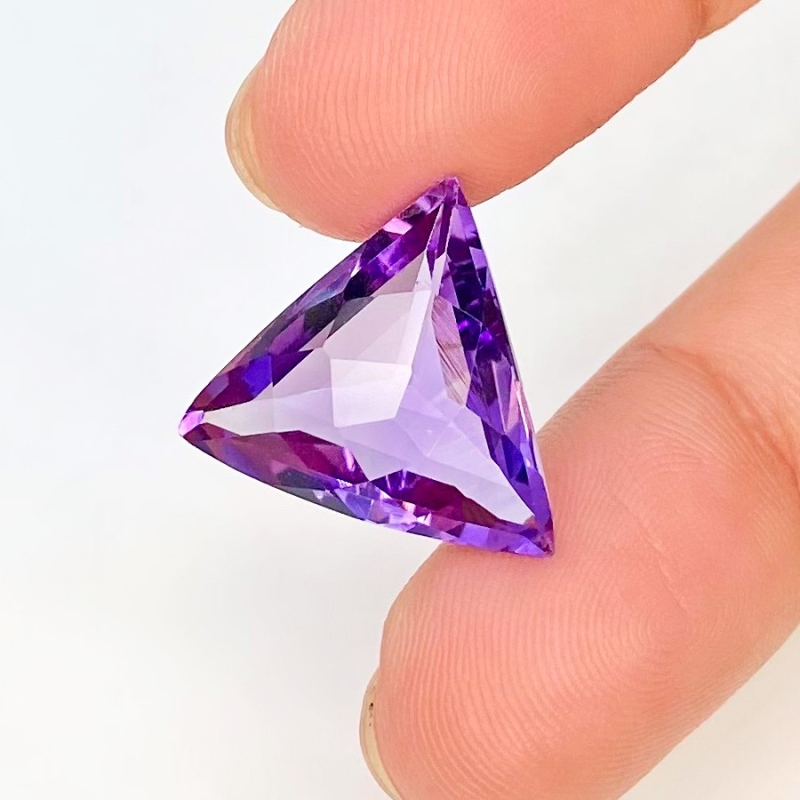Brazilian Amethyst 15.5mm Checkerboard Triangle AAA Grade Loose Gemstone - 158713