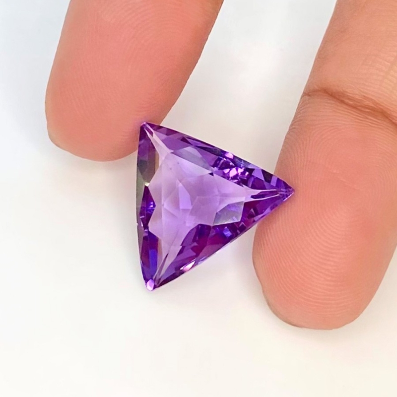 Brazilian Amethyst 15.5mm Checkerboard Triangle AAA Grade Loose Gemstone - 158713
