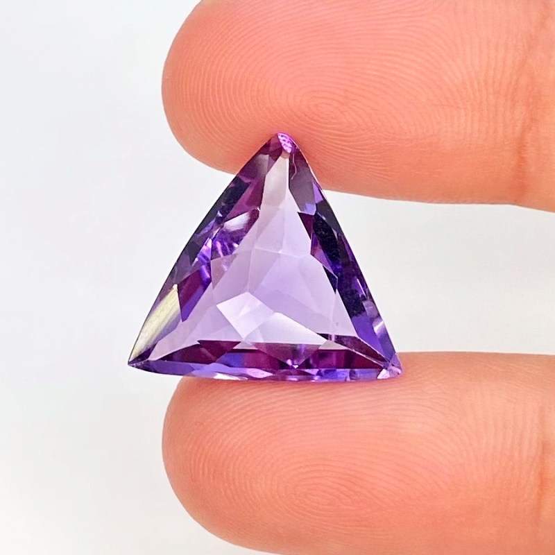 Brazilian Amethyst 15.5mm Checkerboard Triangle AAA Grade Loose Gemstone - 158713
