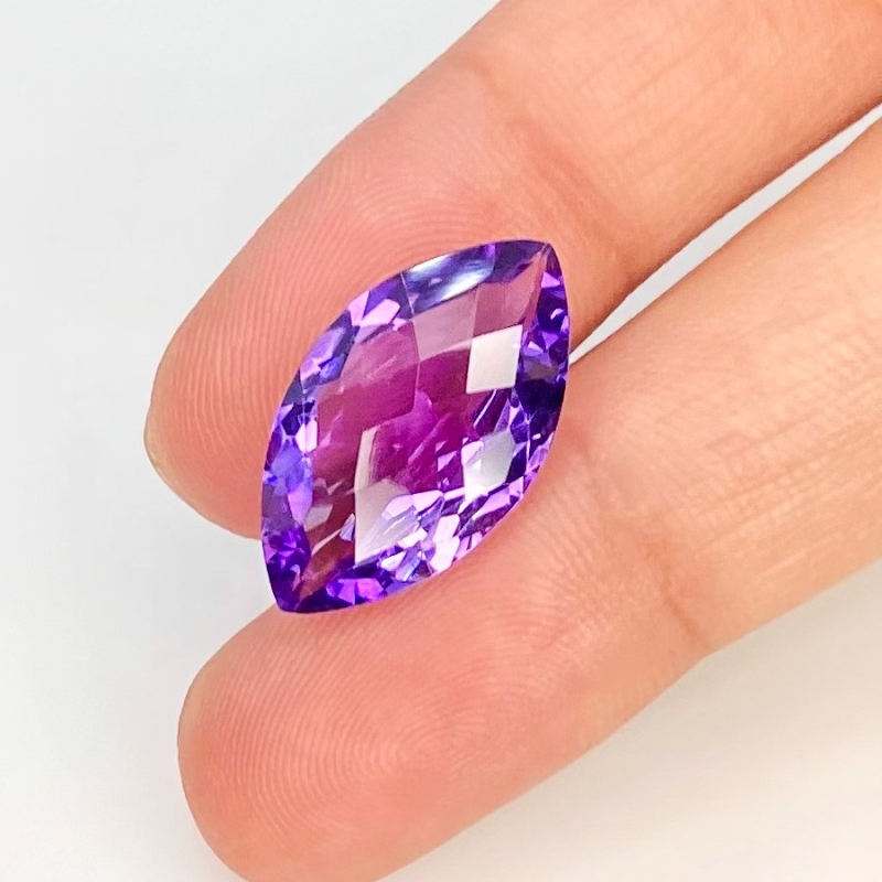 Brazilian Amethyst 20x11.5mm Checkerboard Marquise AAA Grade Loose Gemstone - 158719