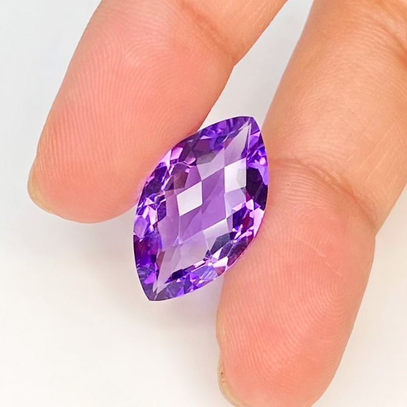 Brazilian Amethyst 20x11.5mm Checkerboard Marquise AAA Grade Loose Gemstone - 158719