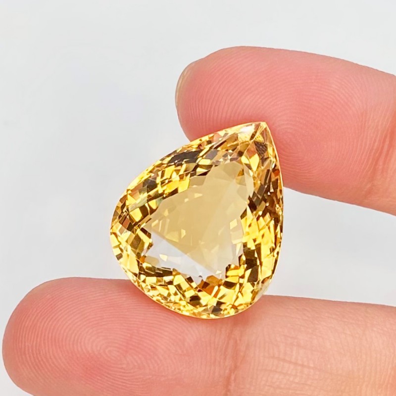 24.24 Cts. Citrine 21x18mm Faceted Pear Shape AA Grade Loose Gemstone - Total 1 Pc.