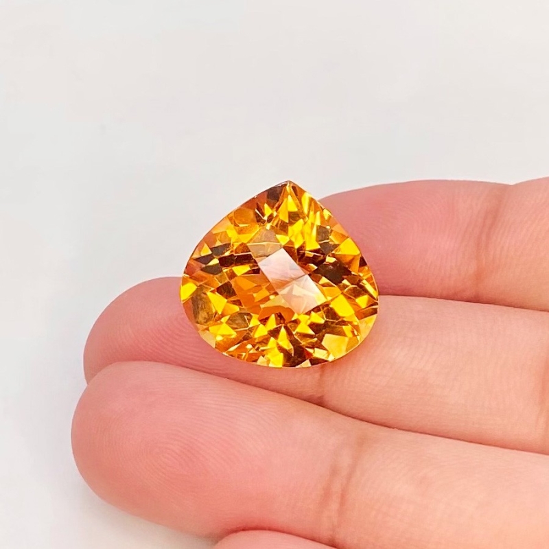  13.30 Cts. Citrine 16x17mm Checkerboard Heart Shape AAA Grade Loose Gemstone - Total 1 Pc.