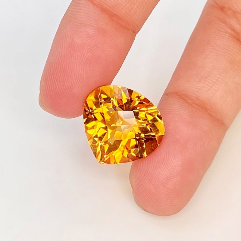  13.30 Cts. Citrine 16x17mm Checkerboard Heart Shape AAA Grade Loose Gemstone - Total 1 Pc.
