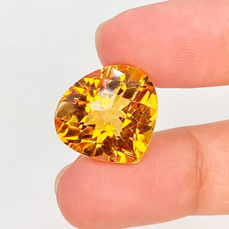  13.30 Cts. Citrine 16x17mm Checkerboard Heart Shape AAA Grade Loose Gemstone - Total 1 Pc.
